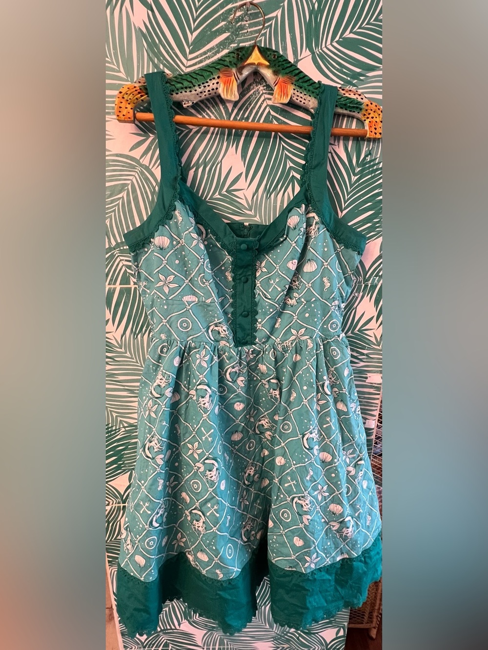 Disney The Little Mermaid Retro Tank Dress Teal Sz XL hot topic